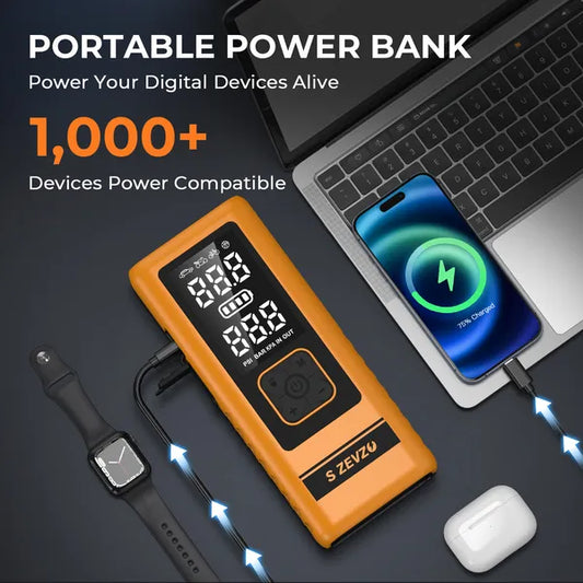 S ZEVZO 2 In 1 4000A Car Jump Starter With Air Compressor Air Inflator Portable Car Battery Charger Jumper Box - view 2