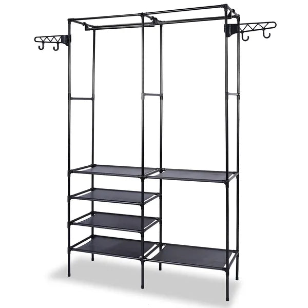 Garment Rack Heavy Duty Metal Shoe Clothing Organizer Shelves Freestanding Multifunctional Clothes Wardrobe - view 2