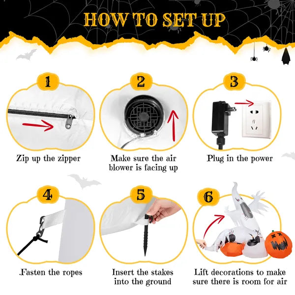 11.8 FT Halloween Inflatables Ghost Spider Pumpkin Outdoor Decorations - view 2