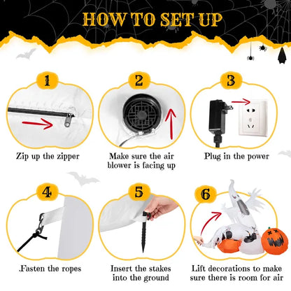 11.8 FT Halloween Inflatables Ghost Spider Pumpkin Outdoor Decorations - view 2