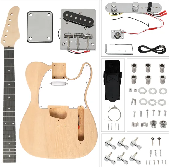 DIY 6 String TL Style Electric Guitar Kits With Mahogany Body, Maple Neck And Accessories - view 3