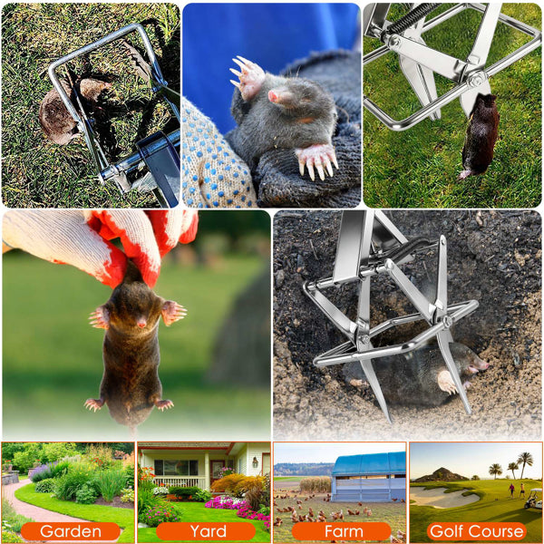 Powerful Mole Snap Trap - Thickened Waterproof Metal, Easy Foot-Step Setup, Humane Instant Kill, Safe For Lawn & Pets - view 5