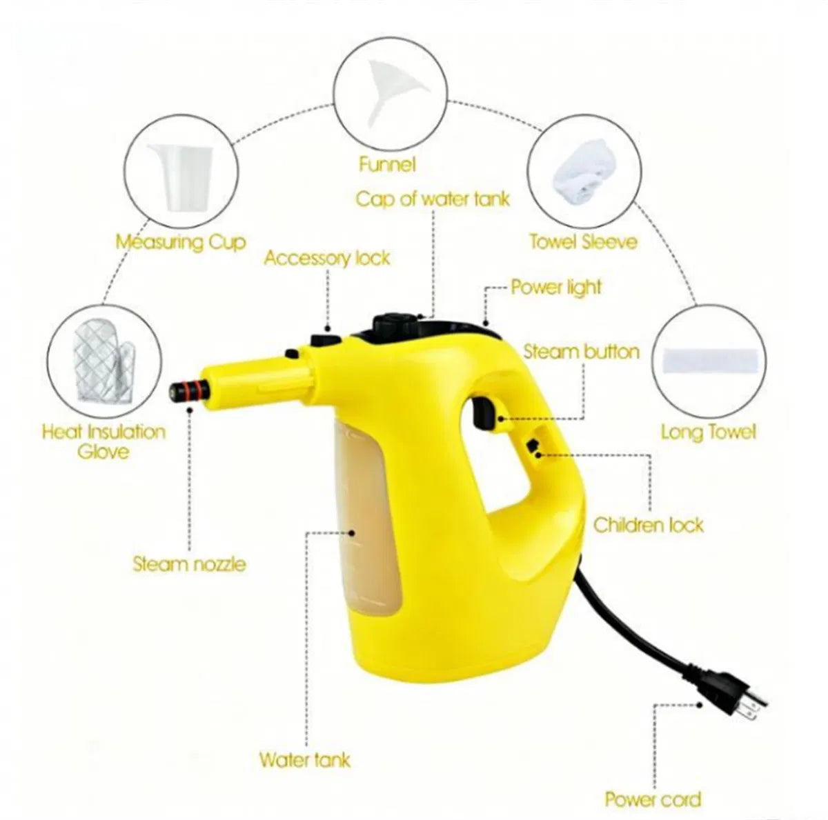 1400W Handheld Steam Cleaner, 257 High Pressure Steamer with 14-Piece Accessories, Chemical-Free Steam Mop for Kitchen - view 8
