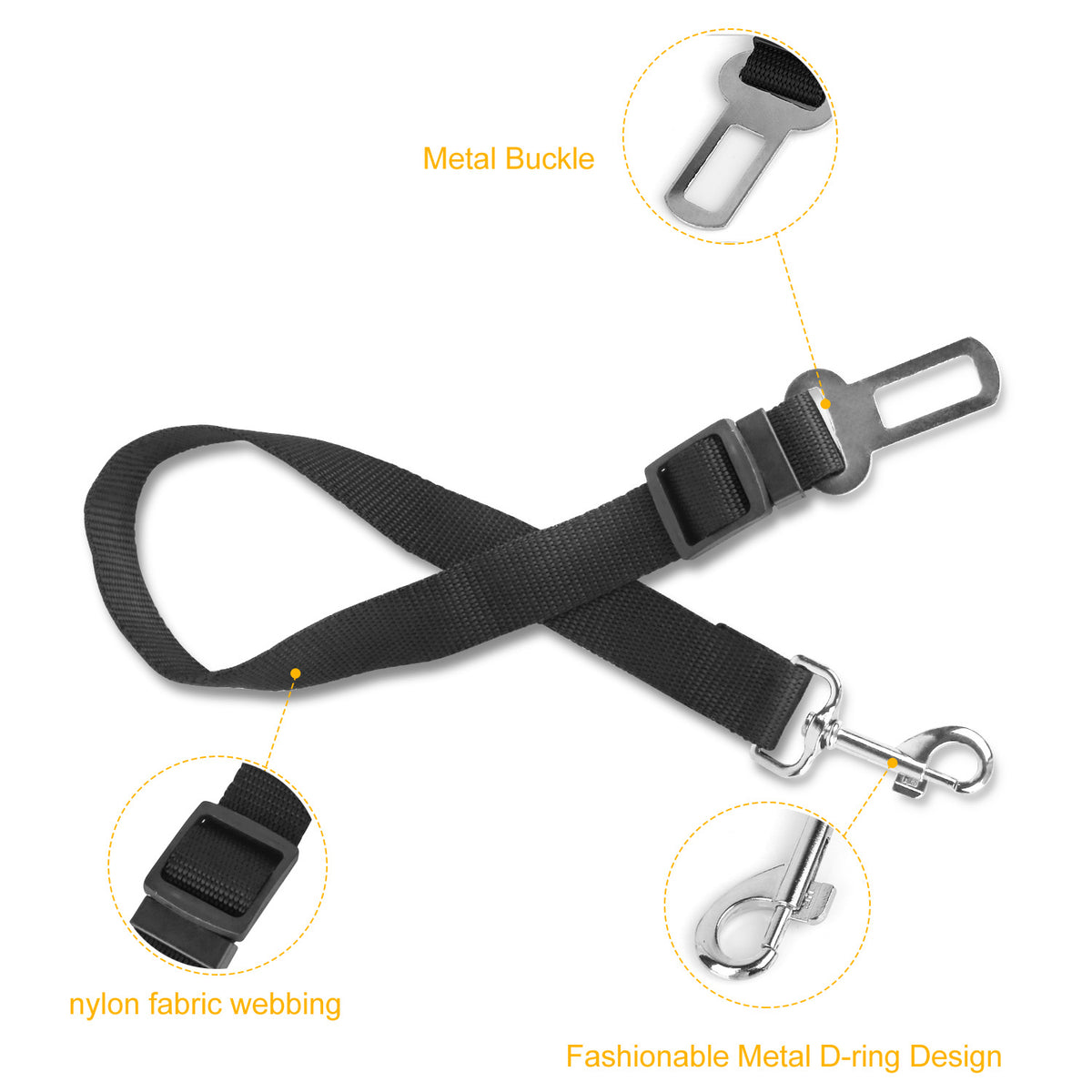 2Pcs Pet Dog Seat Belt Leash Adjustable Pet Dog Cat Safety Leads Harness Car Vehicle Nylon Fabric Seatbelt Strap - view 7