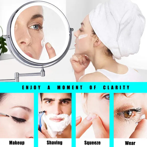 LED Wall Mount Two-Sided Magnifying Makeup Vanity Mirror - view 8