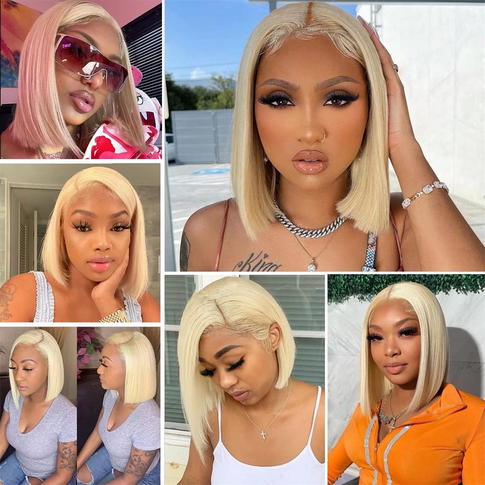 13x4 Lace Front Bob Wig, Color 613 Straight, Density - view 3