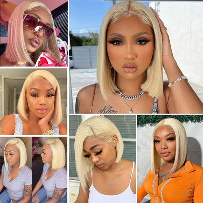 13x4 Lace Front Bob Wig, Color 613 Straight, Density - view 3