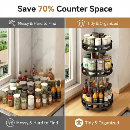 3-Tier Rotating Spice Rack Organizer – Carbon Steel 360° Metal Turntable - view 5