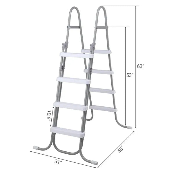 4 Steps 52in Pool Ladder Iron Grey Frame & White Steps Safety Ladder - view 6