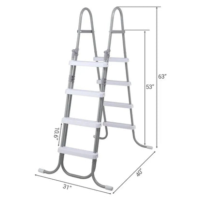 4 Steps 52in Pool Ladder Iron Grey Frame & White Steps Safety Ladder - view 6