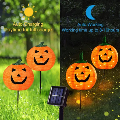 Solar Halloween Pumpkin LED Lights, Set Of 4 Big Pumpkin Stake Lights 2 Modes For Outdoor Halloween Pathway Yard Garden - view 4