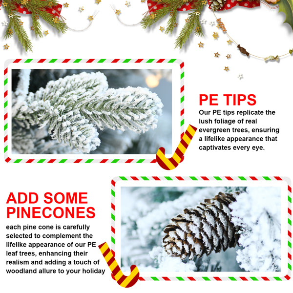Artificial 2ft Decorated Flocking Basin Tree With 189 PE PVC Mixed Branch Tips, Pine Conex3, 30L Wram White Light - view 4