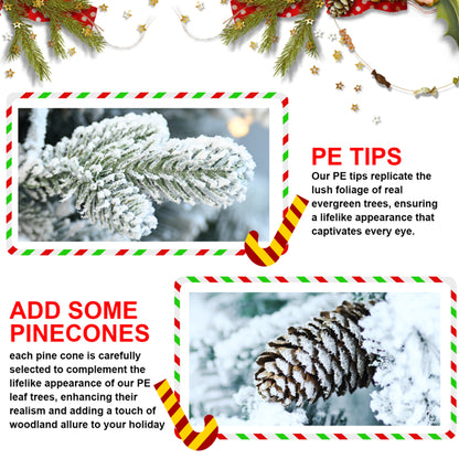 Artificial 2ft Decorated Flocking Basin Tree With 189 PE PVC Mixed Branch Tips, Pine Conex3, 30L Wram White Light - view 4