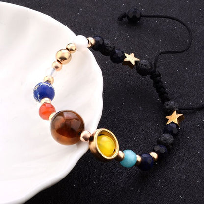 Eight Planets Alloy Bracelet, Natural Stone Bead Bracelet Women Solar System Bracelet Universe Galaxy The Eight Planets - view 6