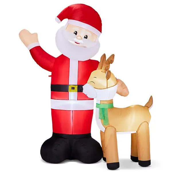6.3FT Lighted Christmas Inflatable Decoration, Inflatable Santa And Reindeer - view 5