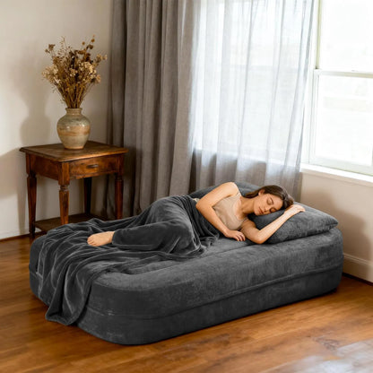Convertible Sofa Bed with Blanket, Boneless Cloud Couch Queen Scott Fabric for Living Room Bedroom - view 5