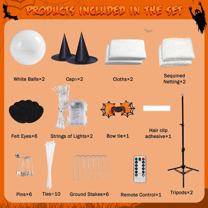 2Packs Halloween Decorations Outdoor,Halloweens Party Decoration Indoor,Spooky Ghost with Remote Control String Lights - view 5