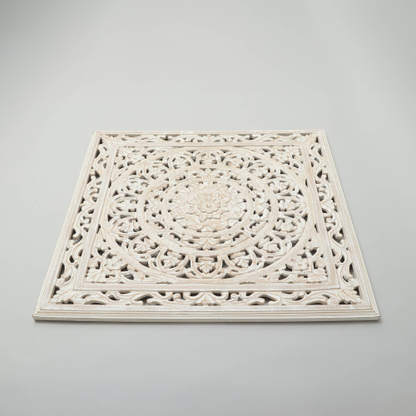 White Square Shape Handcrafted Wooden Wall Decor Elegant Home Accent - view 5