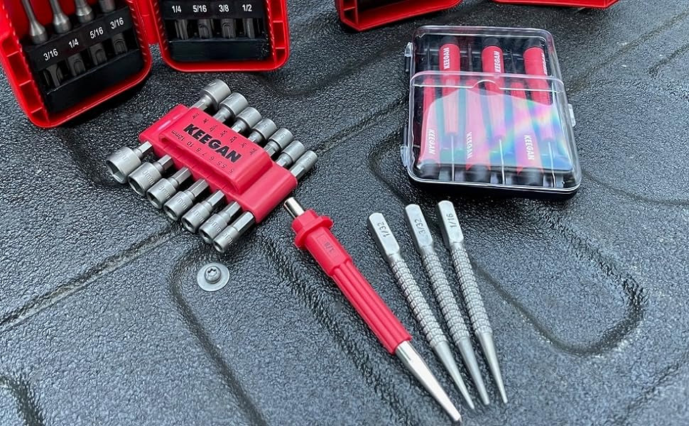4 Piece Nail Setter & Center Punch Set 4" Wood Metal Super Impact Resistance USA - view 9