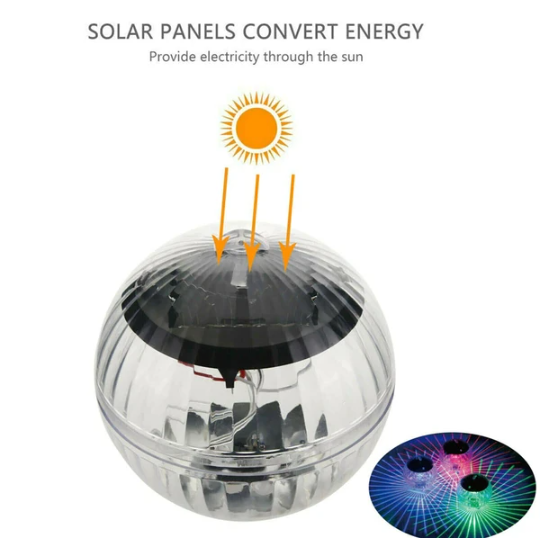 Outdoor Solar LED Floating Light Garden Pond Pool Lamp Rotating RGB Color Change - view 3