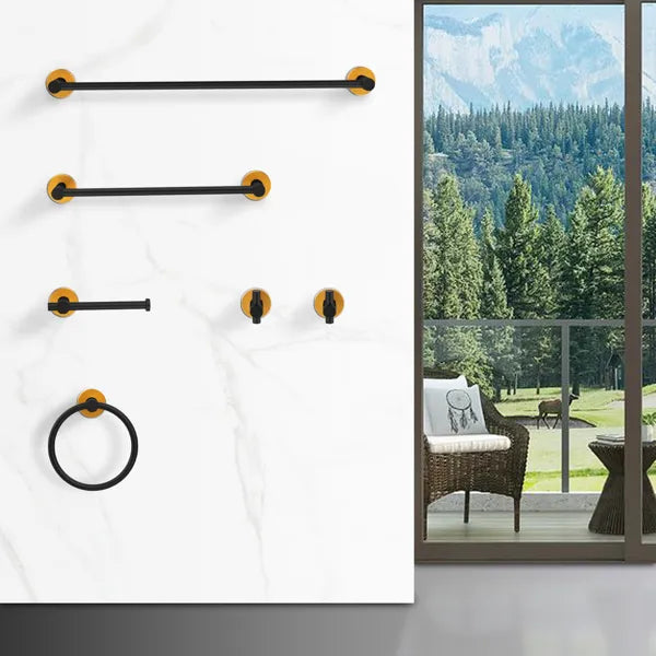 Bathroom Hardware Set; Thicken Space Aluminum 6 PCS Towel bar Set- Black Gold 24 Inches Wall Mounted - view 6