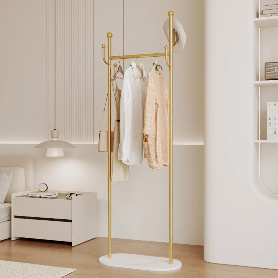 Clothing Rack, Golden Metal Freestanding Heavy Duty Clothes Rack with Marble Base - view 6