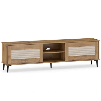 63 Entertainment Center With Open Shelves, 5 Metal Legs Cable Management TV Console - view 3