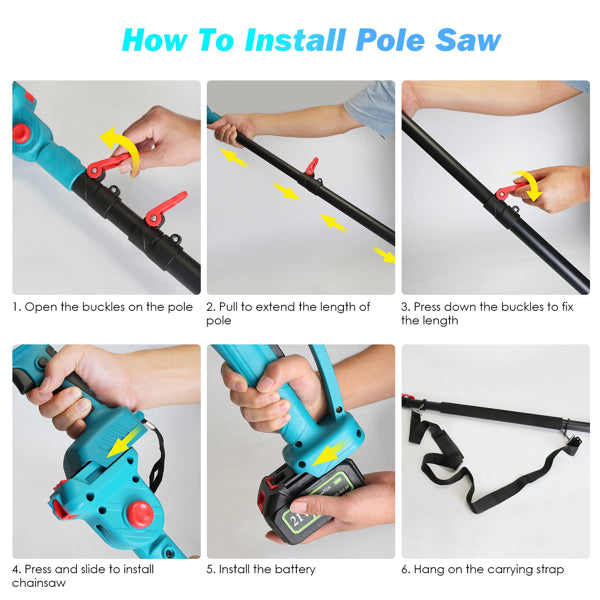 2-in-1 Cordless Pole Saw & Handheld Chainsaw, 1200W Brushless Motor With 2×3000mAh Batteries - view 3