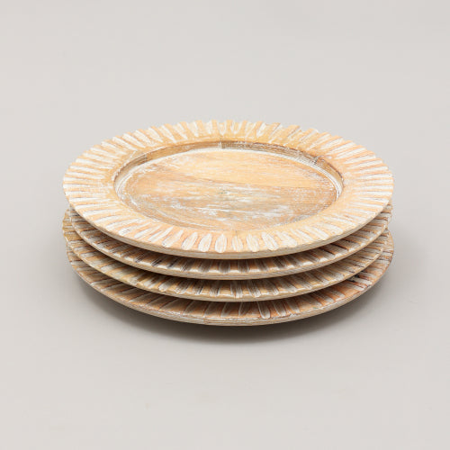 Handcrafted Wood White Charger Plate Wooden Dinning Placemat Artisan Wood Tableware - view 4