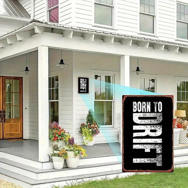 Vintage Born To Drift Metal Sign 8x12 Inch, Rustic Iron 2D Flat Wall Art, Distressed Retro Metal Poster - view 4
