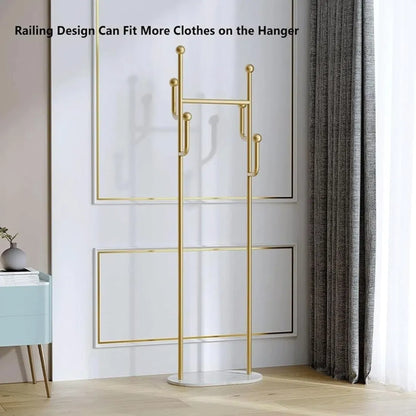 Clothing Rack, Golden Metal Freestanding Heavy Duty Clothes Rack with Marble Base - view 8