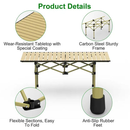 Folding Camping Table Portable Lightweight Carbon Steel Roll-up Picnic BBQ Desk With Carry Bag Heavy Duty For Outdoor - view 4