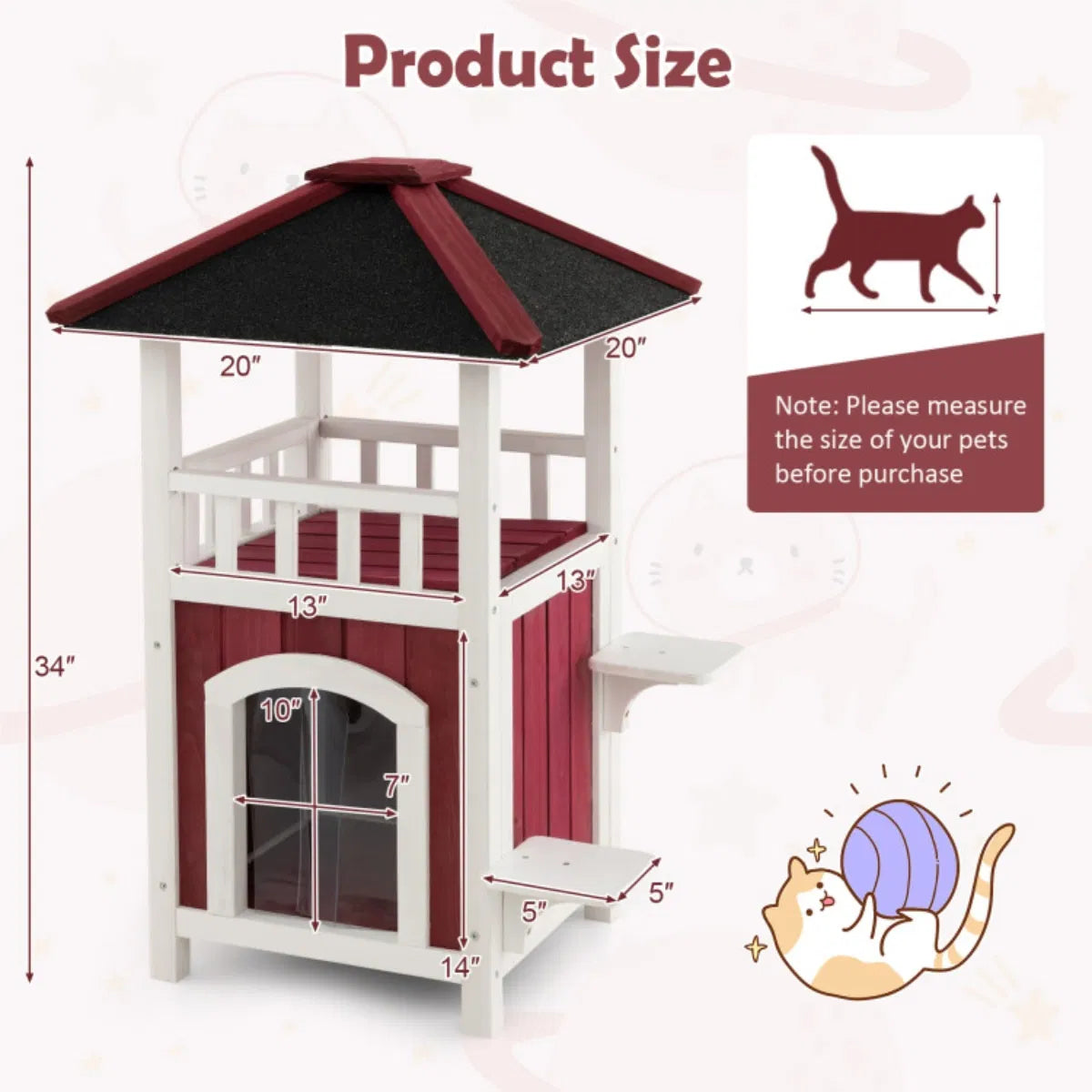 34" H Wooden Cat House - view 7