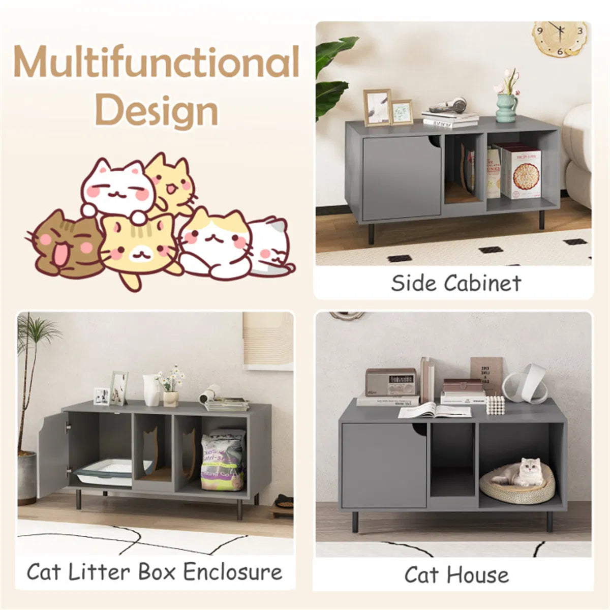 Gray Cat Litter Box Enclosure - view 9