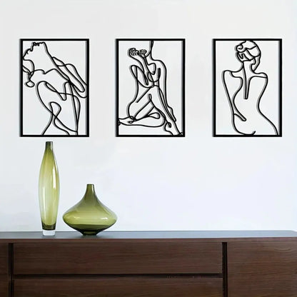 3 Piece Abstract Line Art Wall Sculpture Set Modern Minimalist Decor for Living Room Bedroom Office - view 2