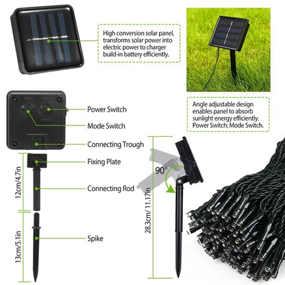Solar String Lights LED Solar Power Fairy String Light 12M LEDs 8 - view 2