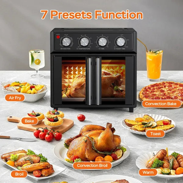 PlumChef 29.5 Quart Extra Large 6 Slices Air Fryer Convection Toaster Oven, French Door, 1700W - view 5