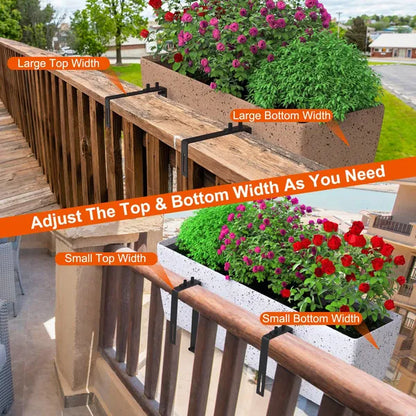 4Pcs Adjustable Planter Box Brackets Flower Box Holders Window Boxes Planters Hooks No Drill Railing Planter Mounts - view 3