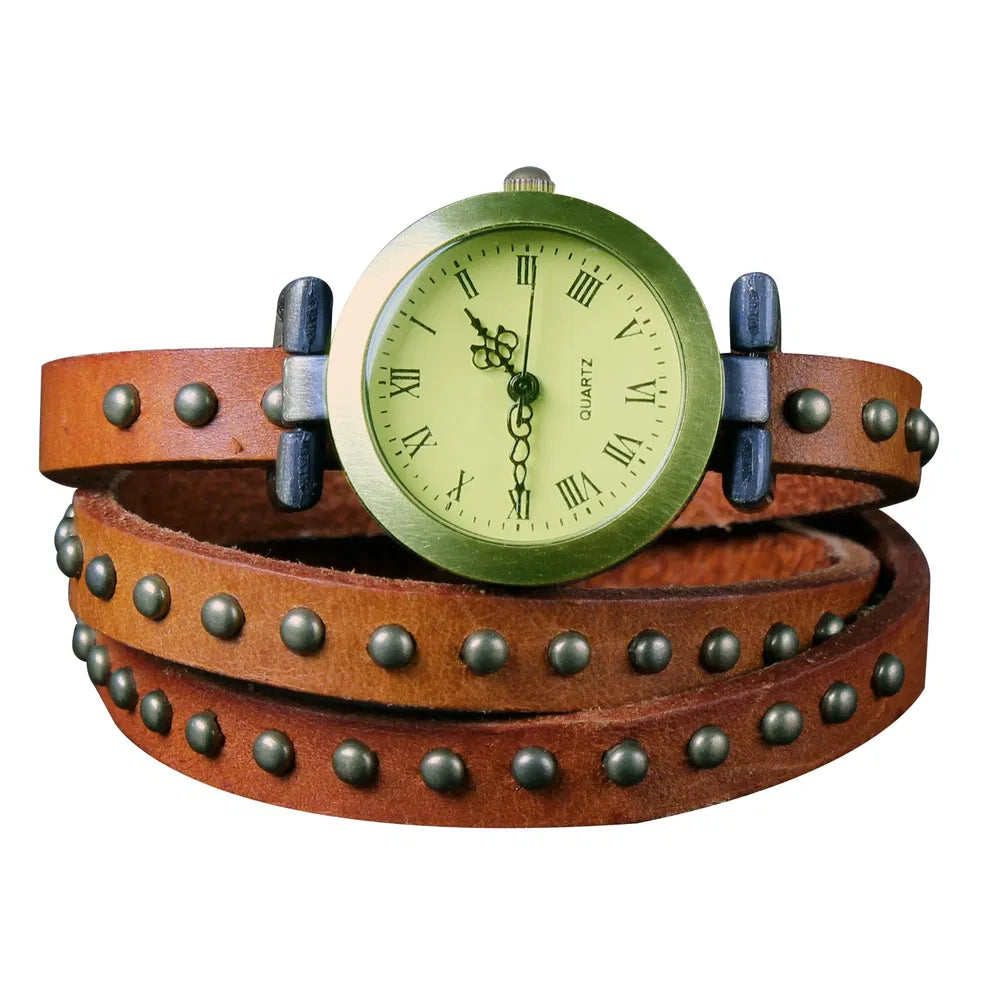 Fashionable Rivet Leather Belt Retro Watch Hand Chain - view 6