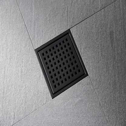 6 Inch Square Shower Drain With Removable Square Patterned Grate, 304 Stainless Steel With Flange And Hair Strainer - view 3