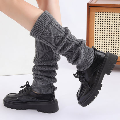 Fashion Warm Acrylic Thicker Leg Warmers Patterned Knitting Women's Knee High Slouch Girls Korean Leg Warmers - view 2