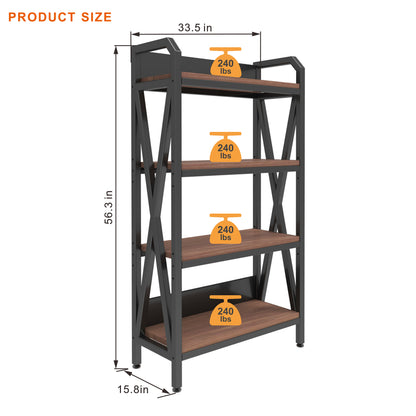 56.30'' Bakers Rack 4-Level Storage Shelves Metal And Wooden Kitchen Shelves, Kitchen Organizers And Storage - view 7