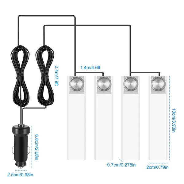 4Pcs Car Interior LED Atmosphere Light Car Charge - view 3