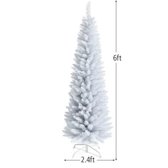 6 Feet Unlit Artificial Slim Pencil Christmas Tree With Metal Stand - view 2