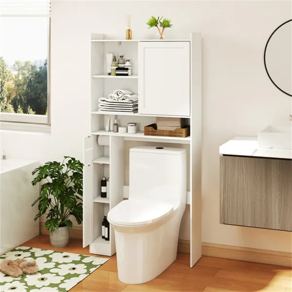Over-The-Toilet Storage Cabinet White- 1 Top Shelf 2 Enclosed Cabinets Toilet Paper Holder - view 2