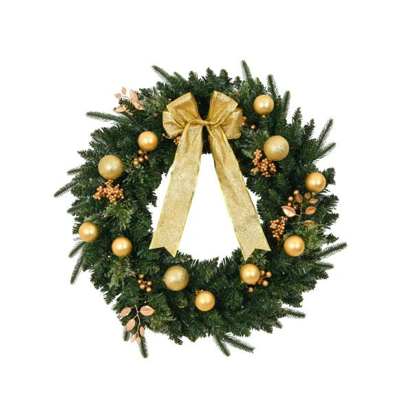 24in Pre-lit Battery Powered Christmas Wreath With Remote, Lighted Artificial Xmas Wreath With 50 Warm Lights And - view 4
