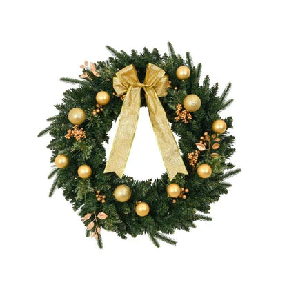 24in Pre-lit Battery Powered Christmas Wreath With Remote, Lighted Artificial Xmas Wreath With 50 Warm Lights And - view 4