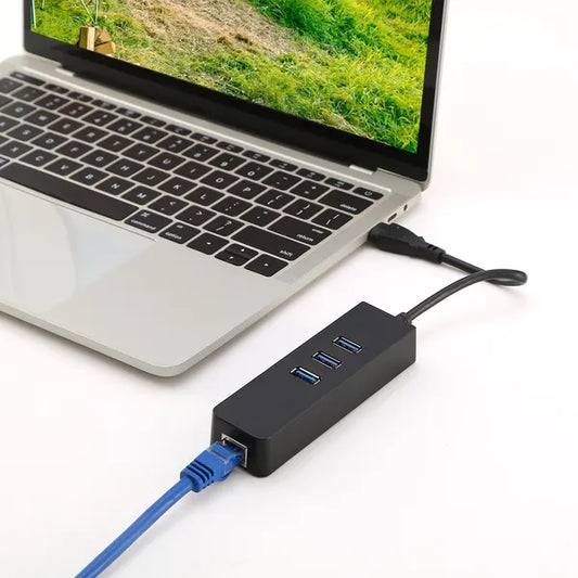 3 Ports USB 3.0 Hub Gigabit Ethernet Adapter 10/100/1000 Mbps Converter LAN RJ45 Wired USB Network Adapter - view 2