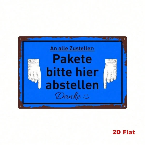 1pc Creative 2D Flat Directional Sign With German Text, Please Place Here Gesture Pattern Wall Decor - view 2