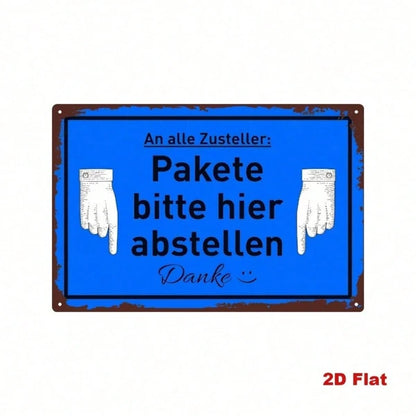1pc Creative 2D Flat Directional Sign With German Text, Please Place Here Gesture Pattern Wall Decor - view 2